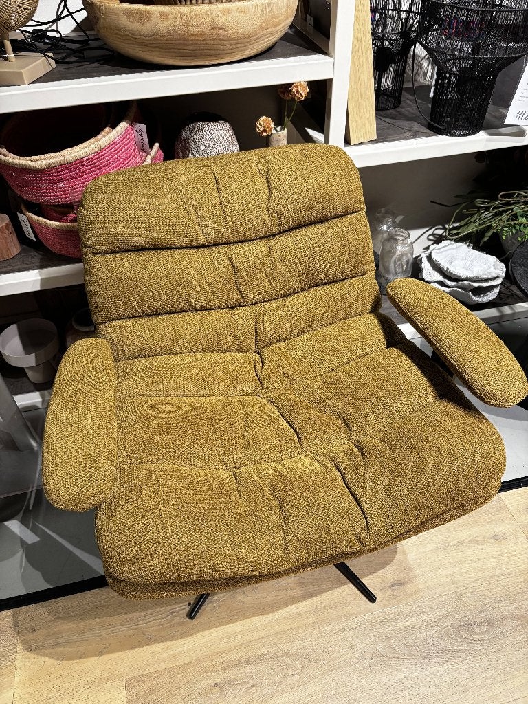 Mosterd kleurige fauteuil, Ophalen, Nieuw, 75 tot 100 cm, 75 tot 100 cm