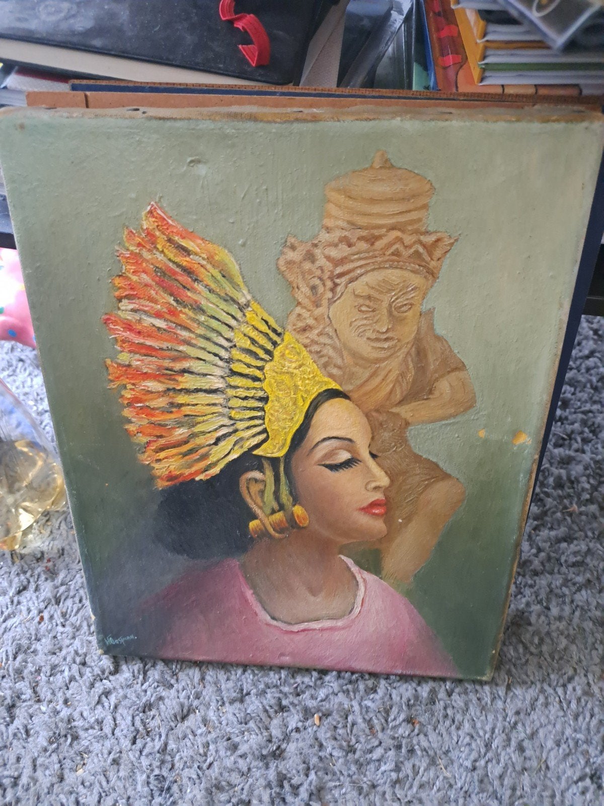 Oosters portret olieverf op doek, Doek, Portret of Personen, Realistisch, Ophalen of Verzenden