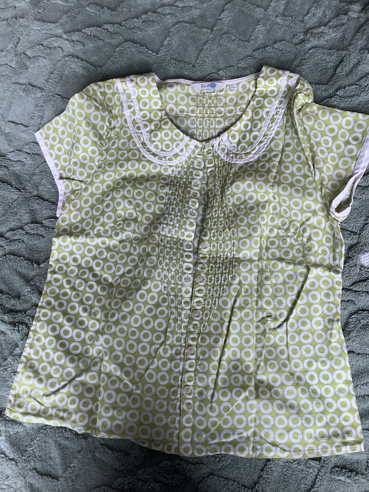 Boden Blouse Groen met Witte Cirkels - Maat 42/44 (L), Ophalen of Verzenden, Zo goed als nieuw, Maat 42/44 (L), Groen