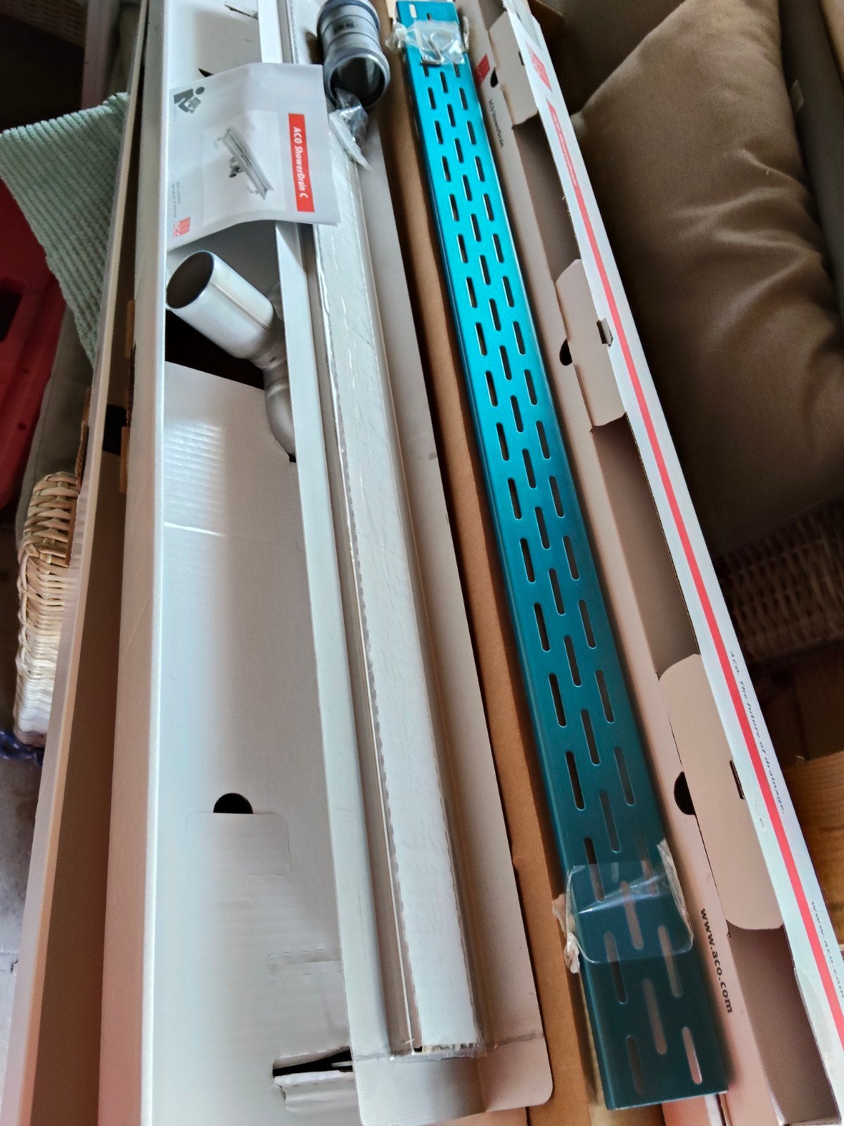 Aco douchedrain met muurflens compleet 98.5 cm, Ophalen of Verzenden, Nieuw, Rvs, Douche