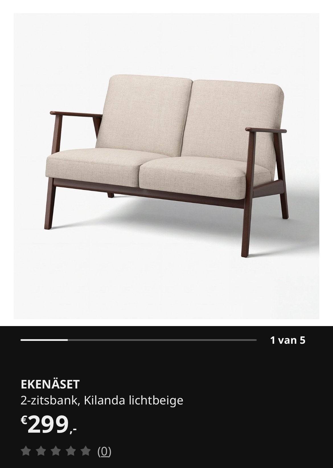 Ikea 2-zits bank Ekenäset, Ophalen, Zo goed als nieuw, 75 tot 100 cm, Tweepersoons