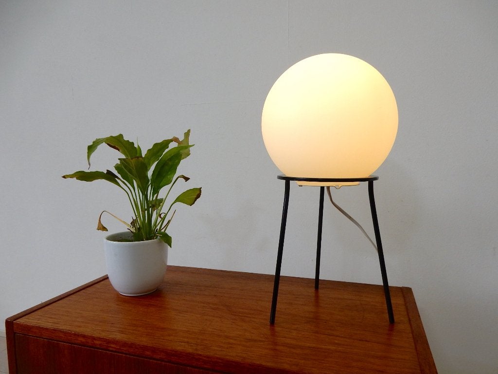 vintage tafellamp dressoir lamp jaren 50 bol melkglas, Ophalen of Verzenden, Huis en Inrichting