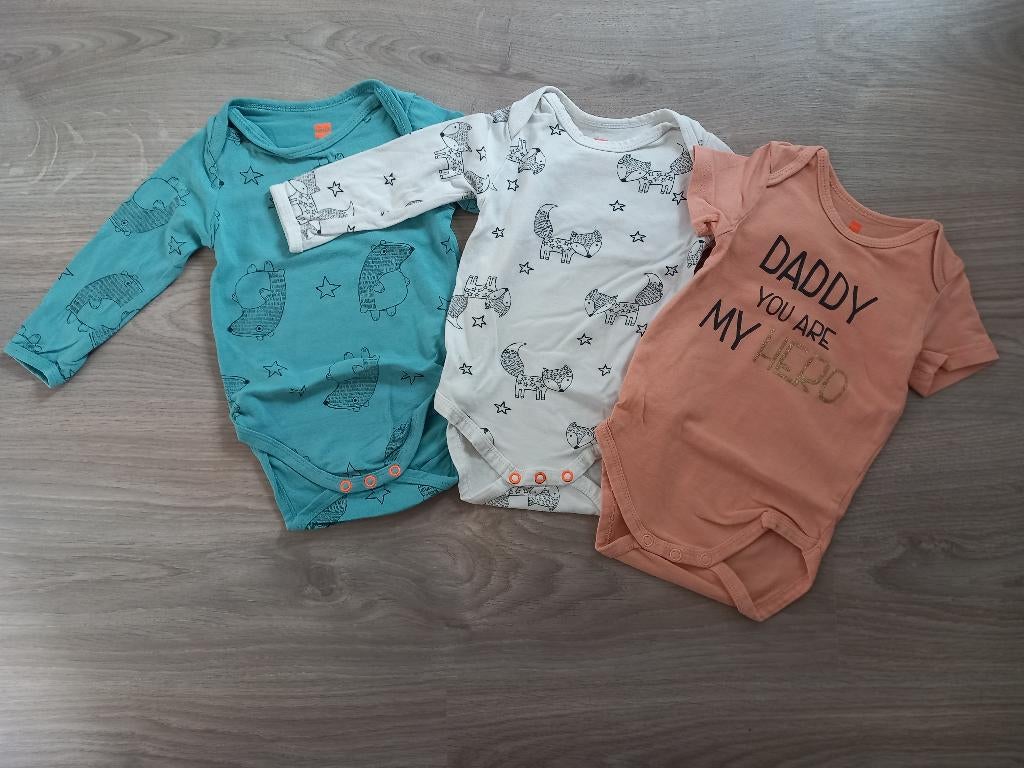 K127 Pakket rompers HEMA maat 62/68, Nacht- of Onderkleding, Gebruikt, Jongetje of Meisje, Ophalen of Verzenden