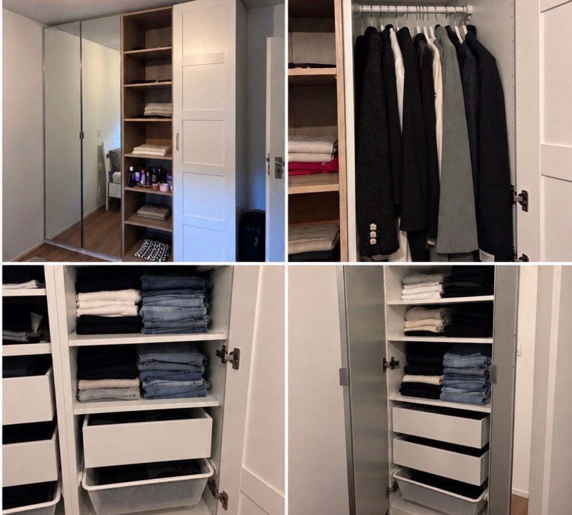 IKEA PAX Kledingkast met spiegeldeuren en lades, Ophalen, 200 cm of meer, 150 tot 200 cm, Zo goed als nieuw