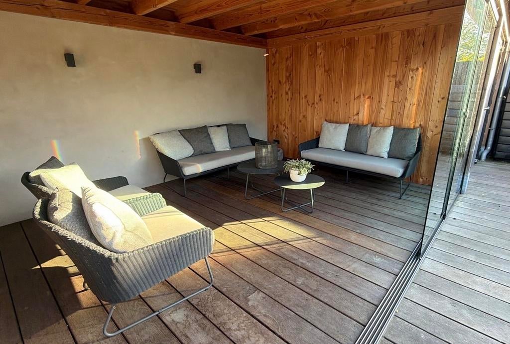 Luxe 4 Seasons Outdoor Tuinset - Loungeset met 2 banken en s, Ophalen, Zo goed als nieuw, Loungeset, Wicker