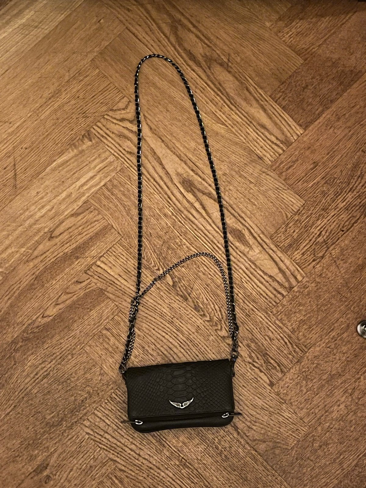 Zadig & Voltaire Rock Nano Python Embossed Zwart, Ophalen of Verzenden, Gebruikt, Zwart, Schoudertasje