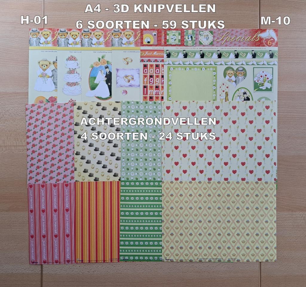 A4..3D KNIPVELLEN 29 SOORTEN-170 VELLEN HUWELIJK, Ophalen of Verzenden, Nieuw, Overige thema's, Knipvel