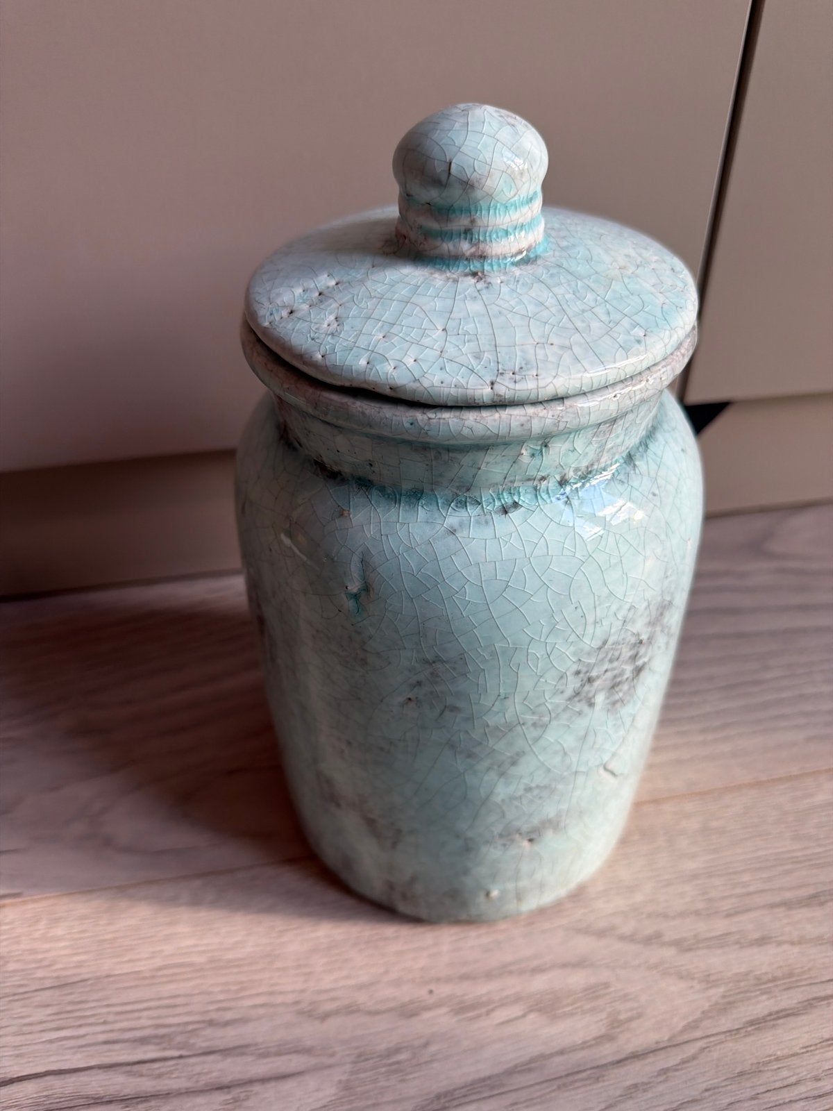Decoratieve pot met deksel - Craquelé look, Ophalen