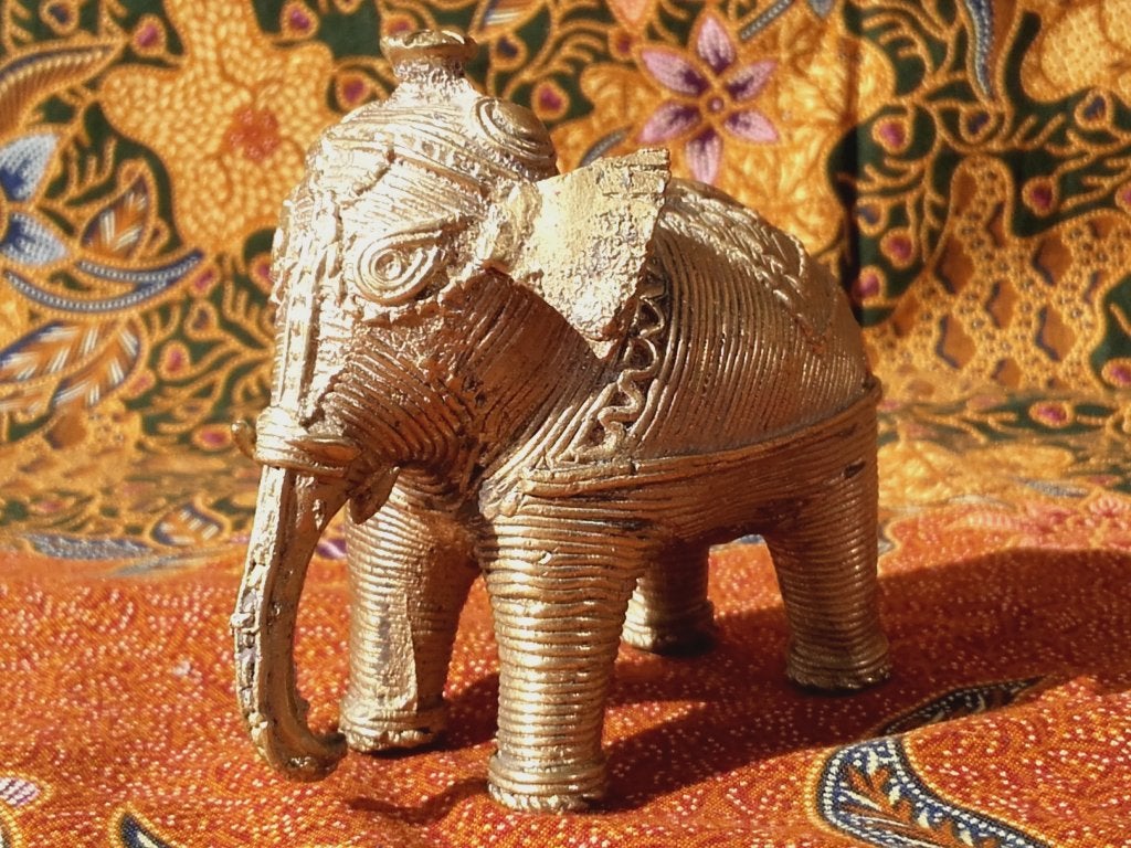 Mooi antiek brons beeldje uit India van een olifant 8,8 cm., Antiek en Kunst, Handgemaakt, India, Ophalen of Verzenden, Brons