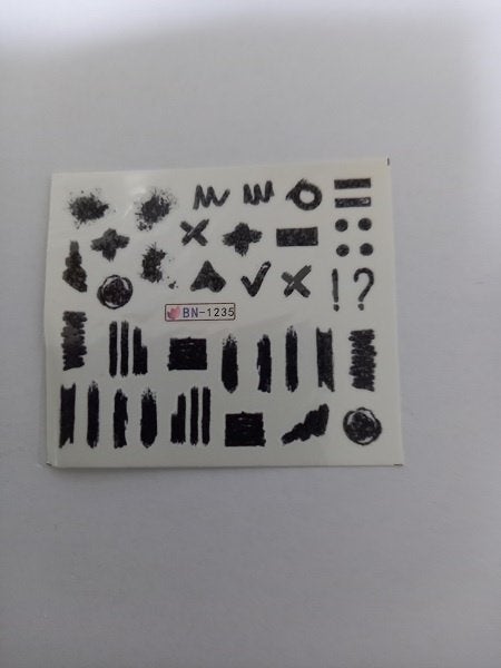 Velletje nagel water decals stickers BN-1235 figuren zwart, Verzenden, Zwart, Nieuw, Handen en Nagels