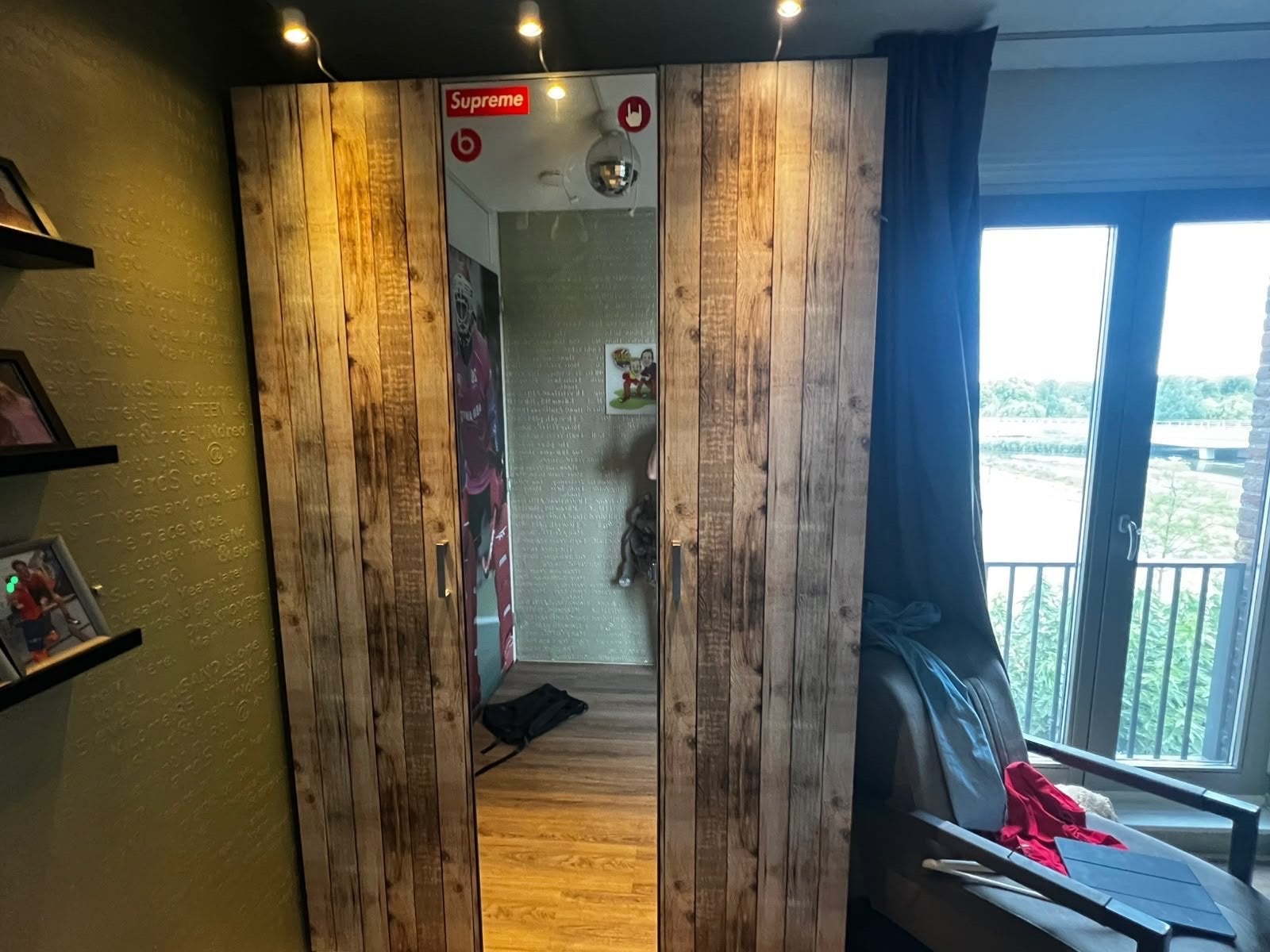 Pax kledingkast met spiegeldeur en lades, Ophalen, Gebruikt, 100 tot 150 cm, 200 cm of meer