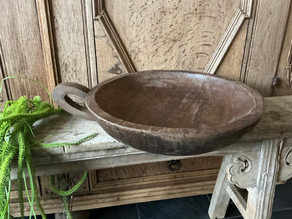 NIEUW grote teak houten schaal met oor, Ophalen of Verzenden, Nieuw, Rond, Hout