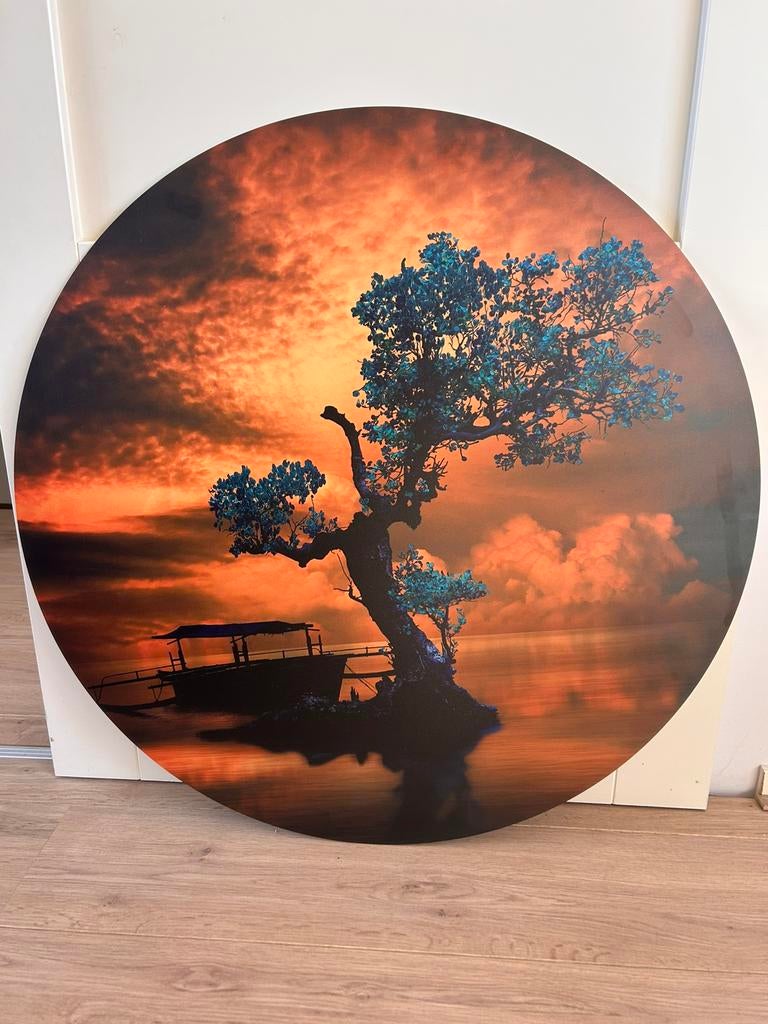 Aluminium schilderij rond, Antiek en Kunst, Ophalen