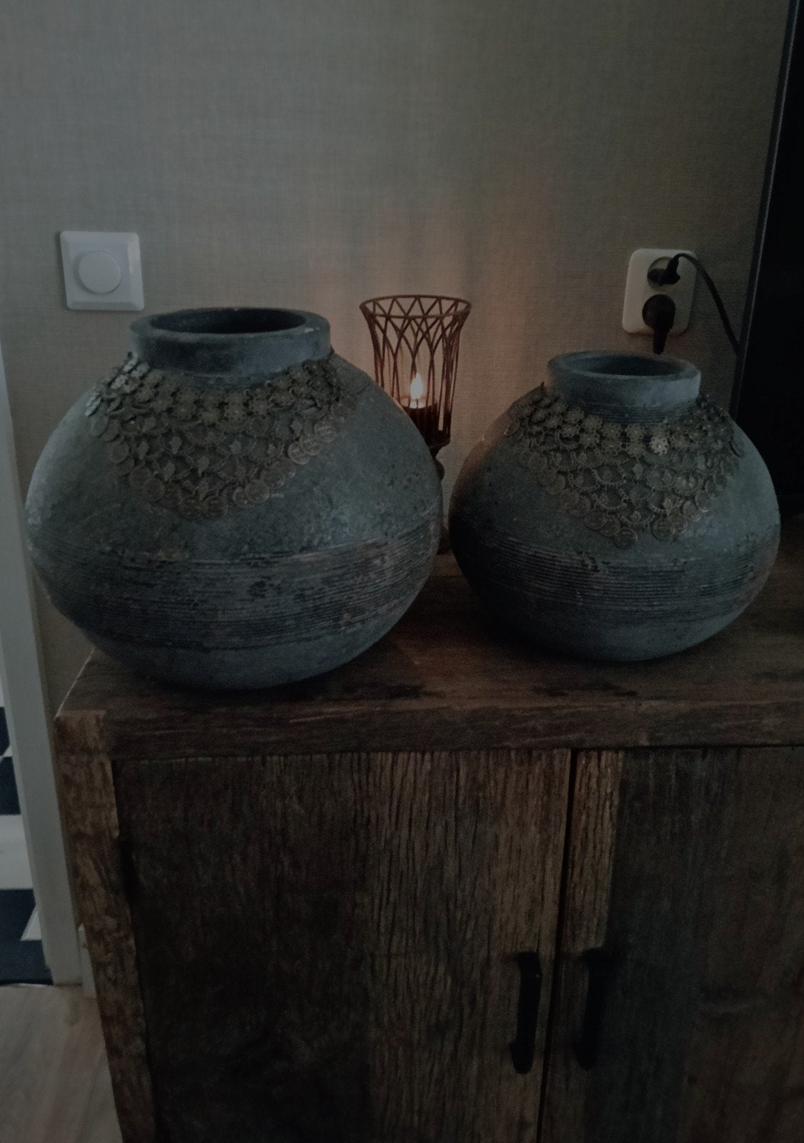 set sobere/brocante India  kruiken/potten +kruik ketting, Ophalen of Verzenden, Zo goed als nieuw, Rond, Pot of Kruik