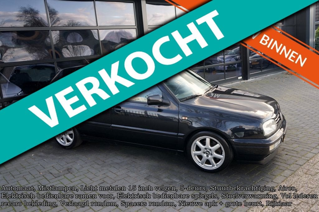 Volkswagen Golf 2.8 VR6, Leder, Schuifdak, Airco, Stoelverwa, Gebruikt, Zwart, Zwart, Leder