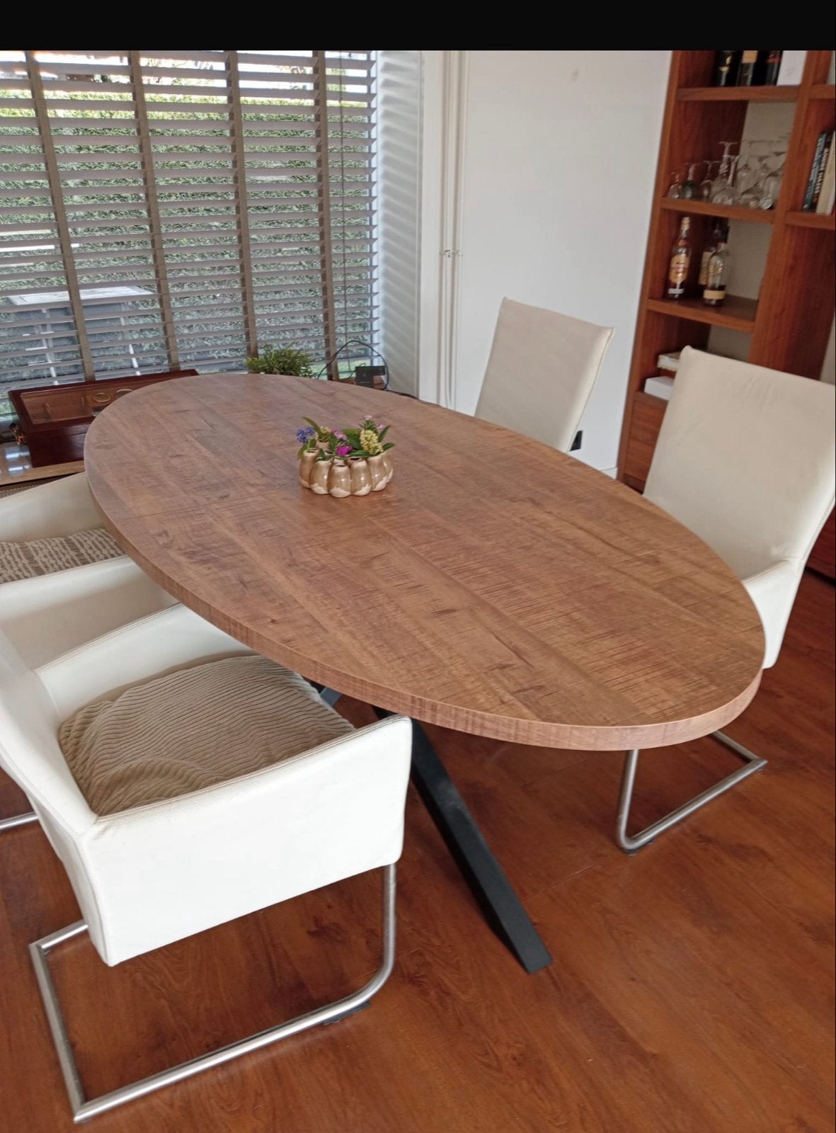 4 lederen eetkamerstoelen van Eijerkamp, Ophalen, Gebruikt, Wit, Leer