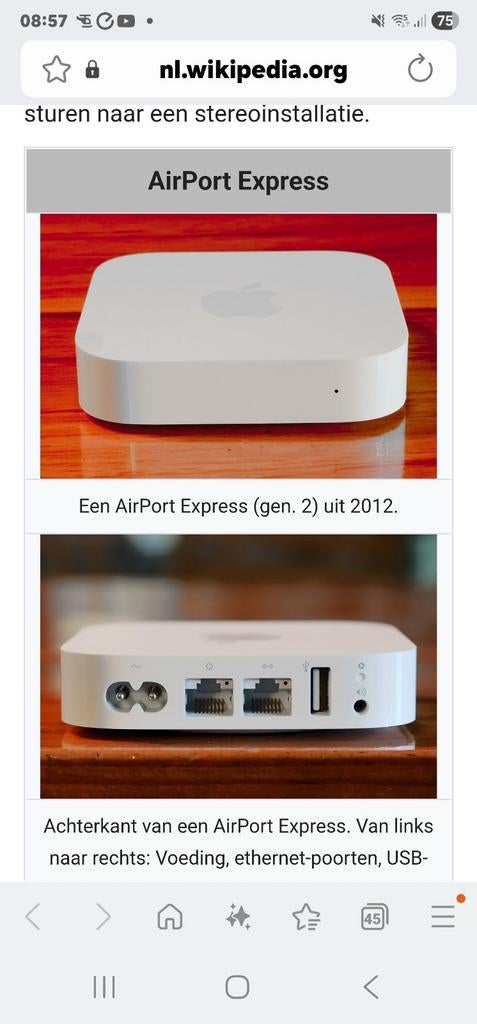 Apple A1392 AirPort Express, Computers en Software, Routers en Modems, Ophalen of Verzenden, Gebruikt