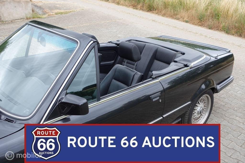 BMW 320i Cabriolet | 1987 | Route 66 Auctions, Auto's, Overige carrosserieën, Zwart, Bedrijf, Handgeschakeld