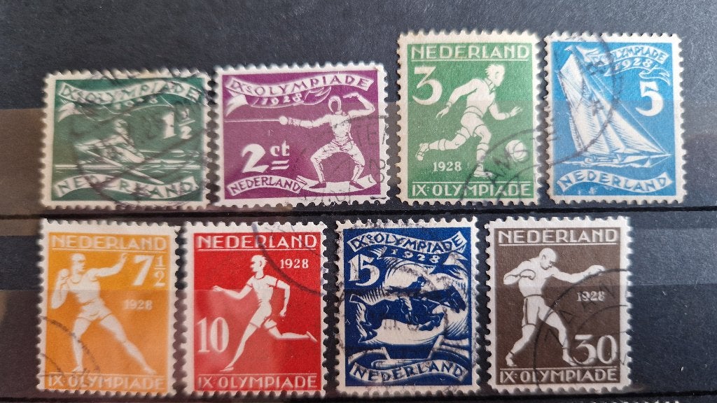 NVPH 212-219 gestempeld. Olympiade 1928 (5)., Postzegels en Munten, Postzegels | Nederland, Verzenden, T/m 1940, Gestempeld