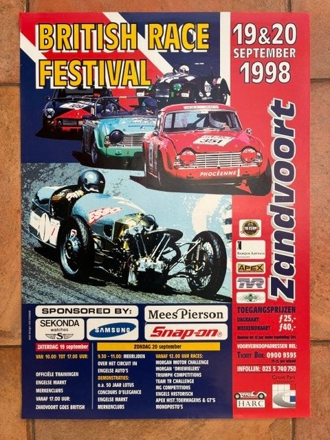 Origineel affiche / poster British Race Festival 1998, Ophalen of Verzenden, Sport, A1 t/m A3, Rechthoekig Staand