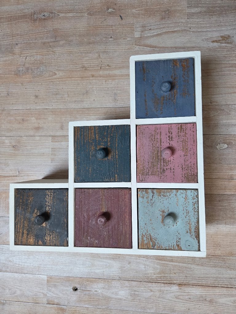 Decoratief ladekastje met 6 laden, Huis en Inrichting, Ophalen, Zo goed als nieuw, Hout, 37 cm