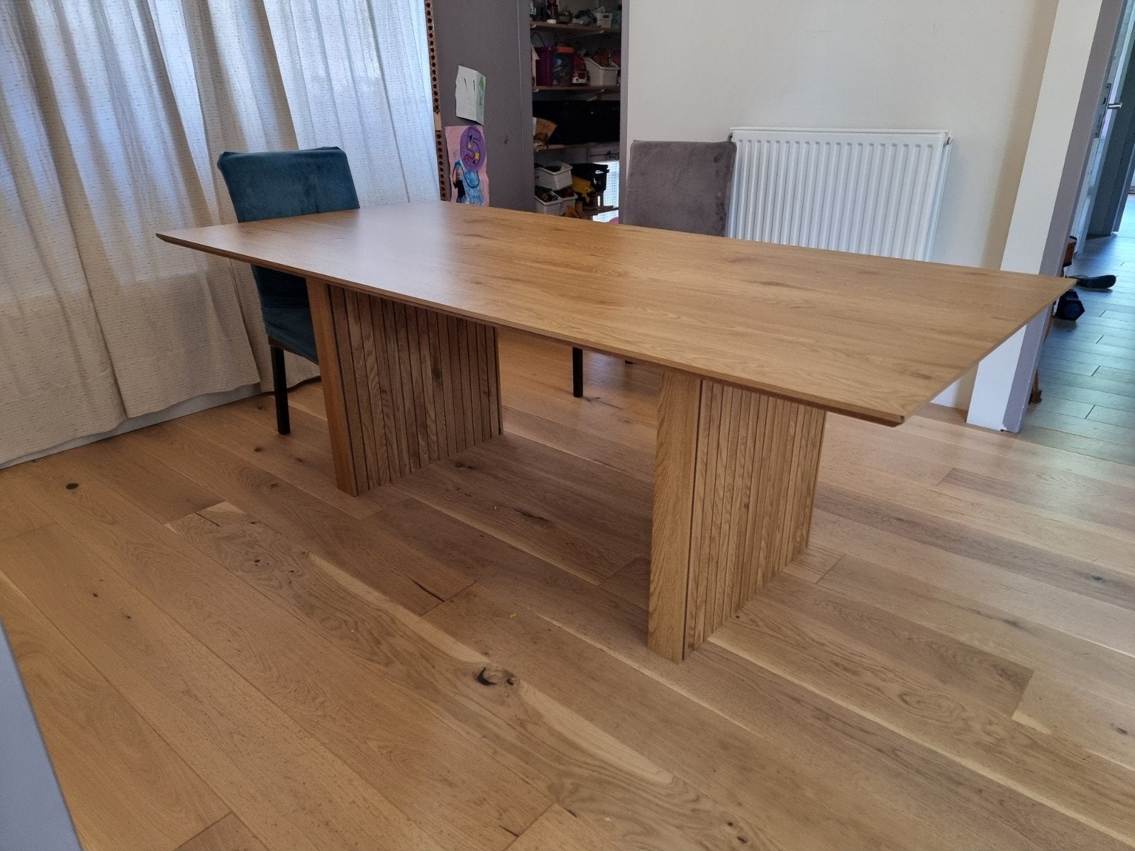 Eikenhouten eettafel met unieke voet - Gebruikt, Ophalen, Gebruikt, Modern, Scandinavisch, Eikenhout