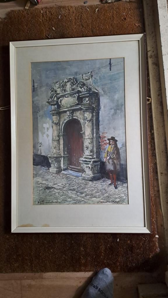 Aquarel M. Middelhoek - Utrechts Poortje, Ophalen of Verzenden