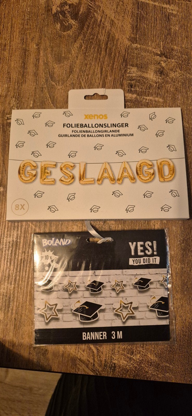 Geslaagd versiering: slinger, banner en folieballonnen, Ophalen of Verzenden, Nieuw, Versiering, Overige