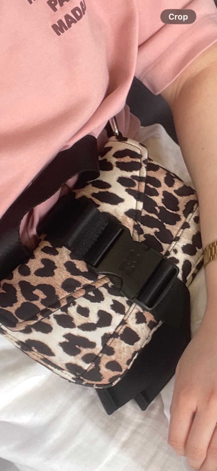 Ganni crossbody bag panterprint, Ophalen, Zo goed als nieuw, Zwart, Schoudertasje
