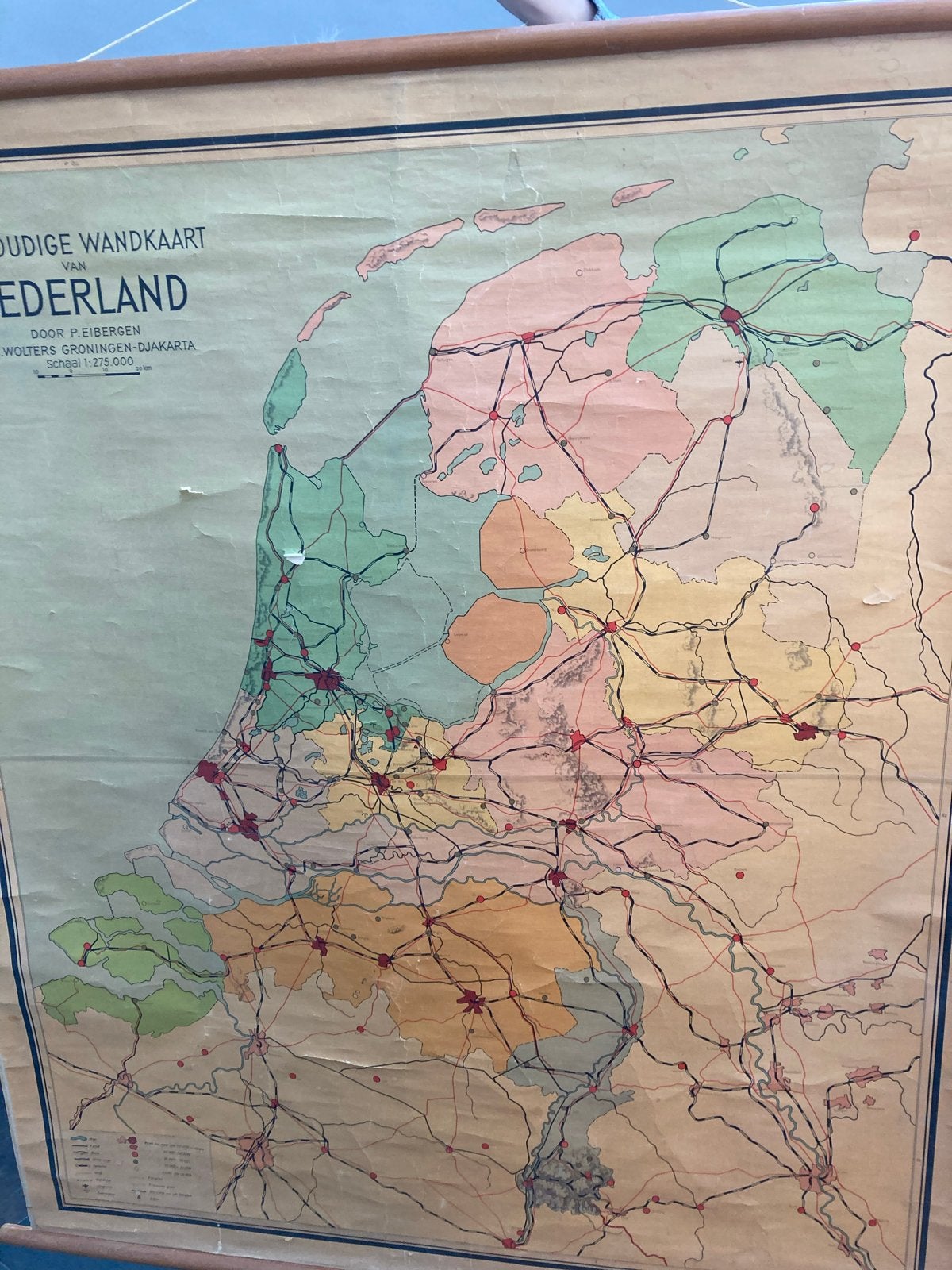 Oude Wandkaart van Nederland door P. Eibergen, Landkaart, 1800 tot 2000, Nederland, Ophalen