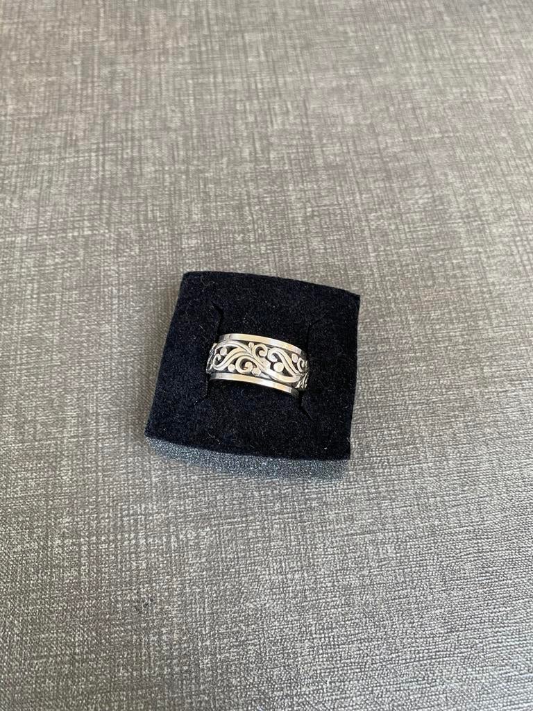 Zware zilveren anti-stress / spinner ring maat 18, Ophalen of Verzenden, 18 tot 19, Zilver, Dame