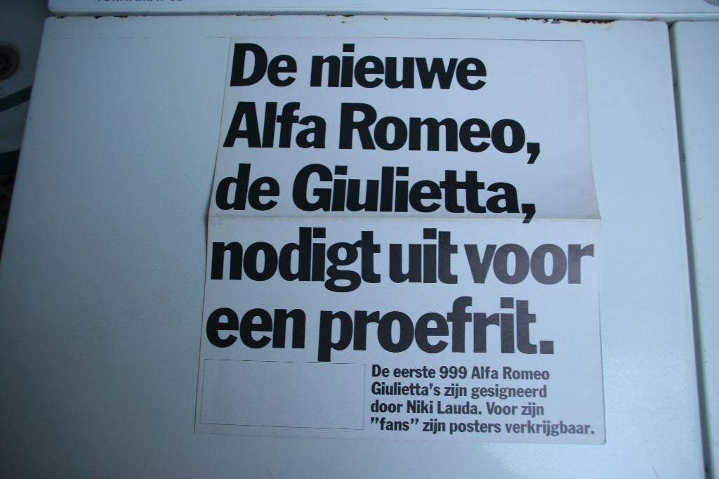 Folder / flyer Alfa Romeo Giulietta (1978) (37), Ophalen of Verzenden, Nieuw, Alfa Romeo