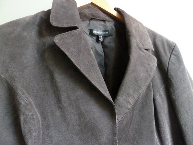 44 jas je suède leer bruin- merk arma women-, Arma Women, Bruin, Verzenden, Maat 42/44 (L)