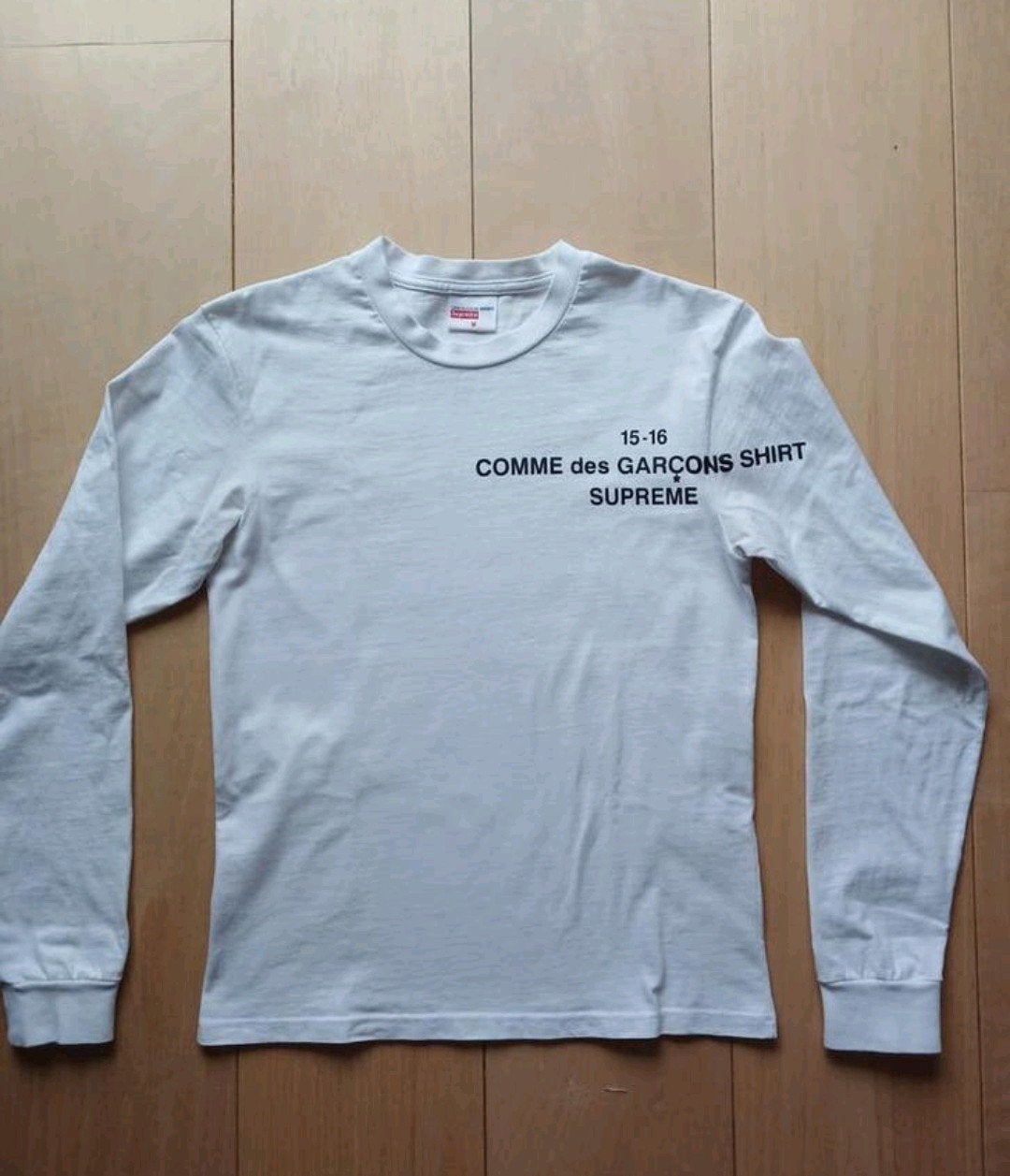 Witte Comme des Garçons x Supreme longsleeve maat M, Ophalen of Verzenden, Zo goed als nieuw, Maat 48/50 (M), Wit