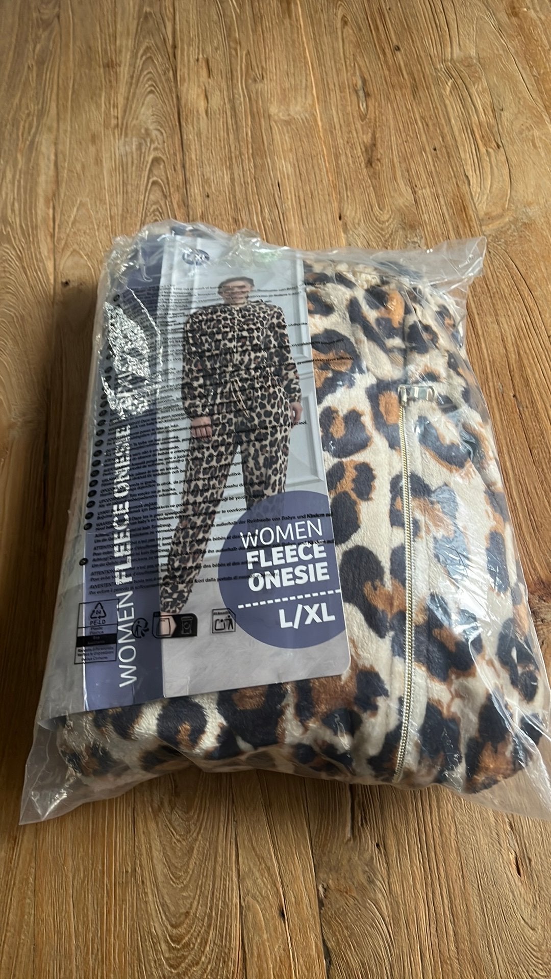 Onesie dames fleece L/xl panterprint, Ophalen of Verzenden, Nieuw, Maat 46/48 (XL) of groter, Bruin