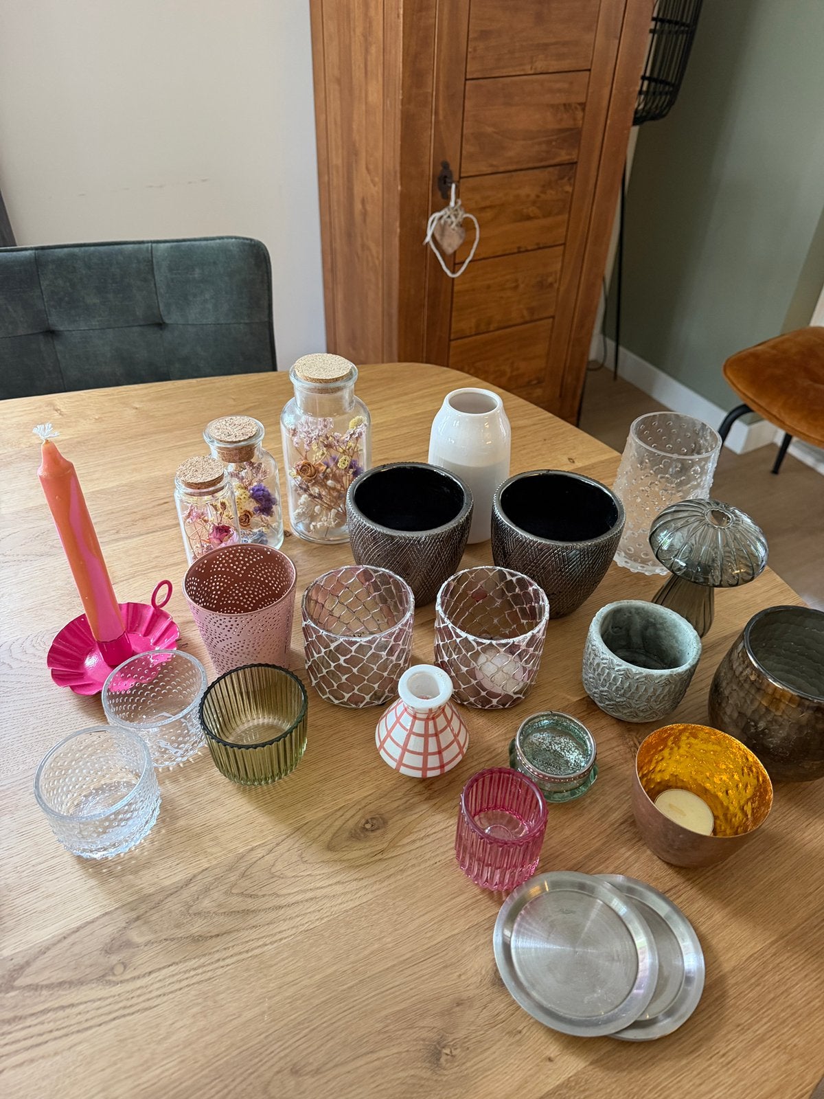 Vaasjes en waxinelichthouders decoratie woonaccessoires, Ophalen of Verzenden, Zo goed als nieuw