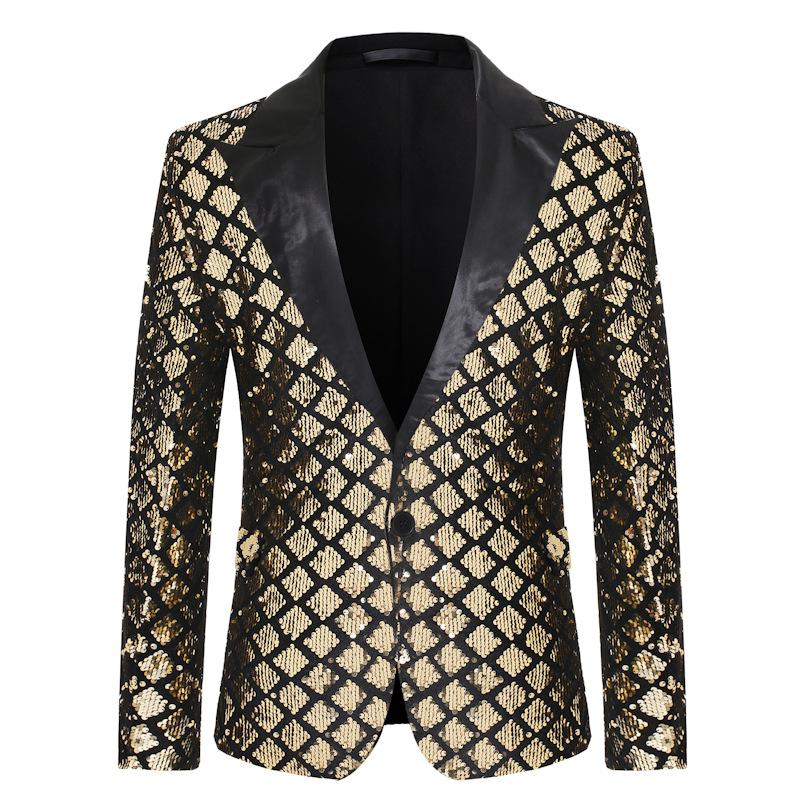 Heren gouden ruiten glitter colbert blazer jasje mannen, Kleding | Heren, Kostuums en Colberts, Verzenden, Nieuw, Overige maten