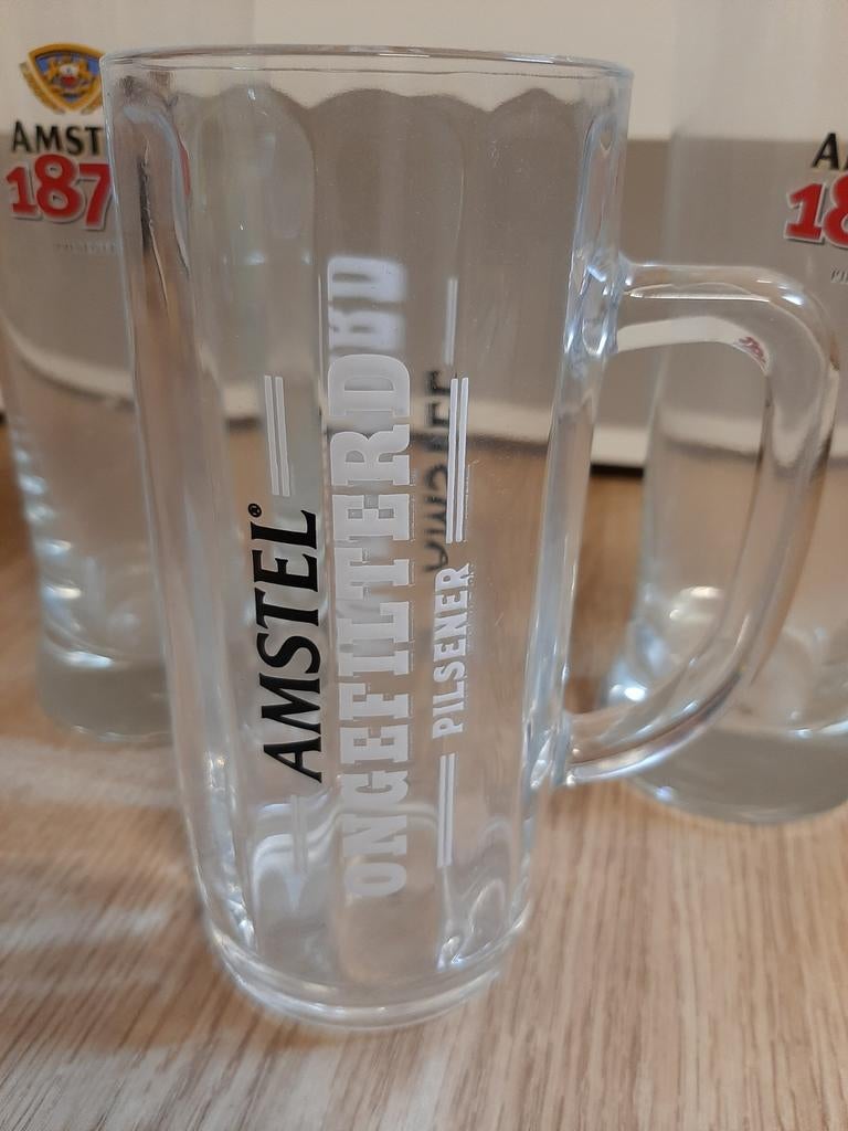 3x Amstel bier glas, Ophalen of Verzenden, Glas of Glazen, Amstel
