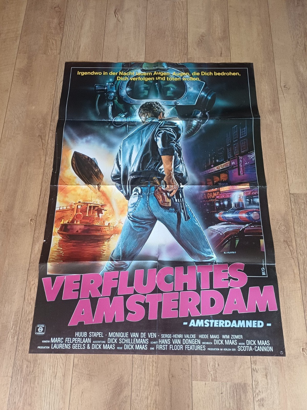 Amsterdamned (1988): grote filmposter (Duits), Deurposter of groter, Ophalen of Verzenden, Film en Tv, Rechthoekig Staand