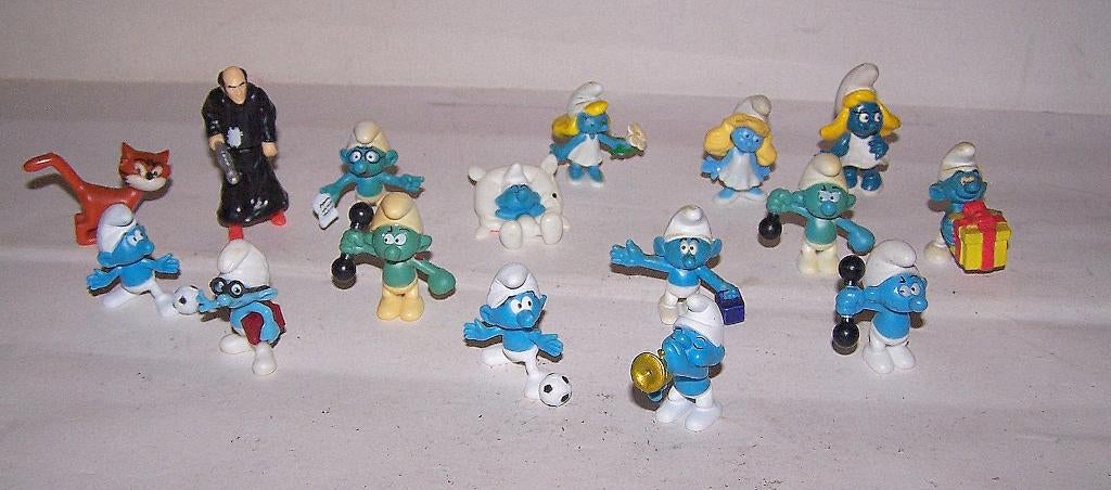 Vintage collectie van 16 zeldzame Smurfen figuurtjes. Izgs., Verzamelen, Smurfen, Ophalen of Verzenden, Zo goed als nieuw, Verschillende Smurfen