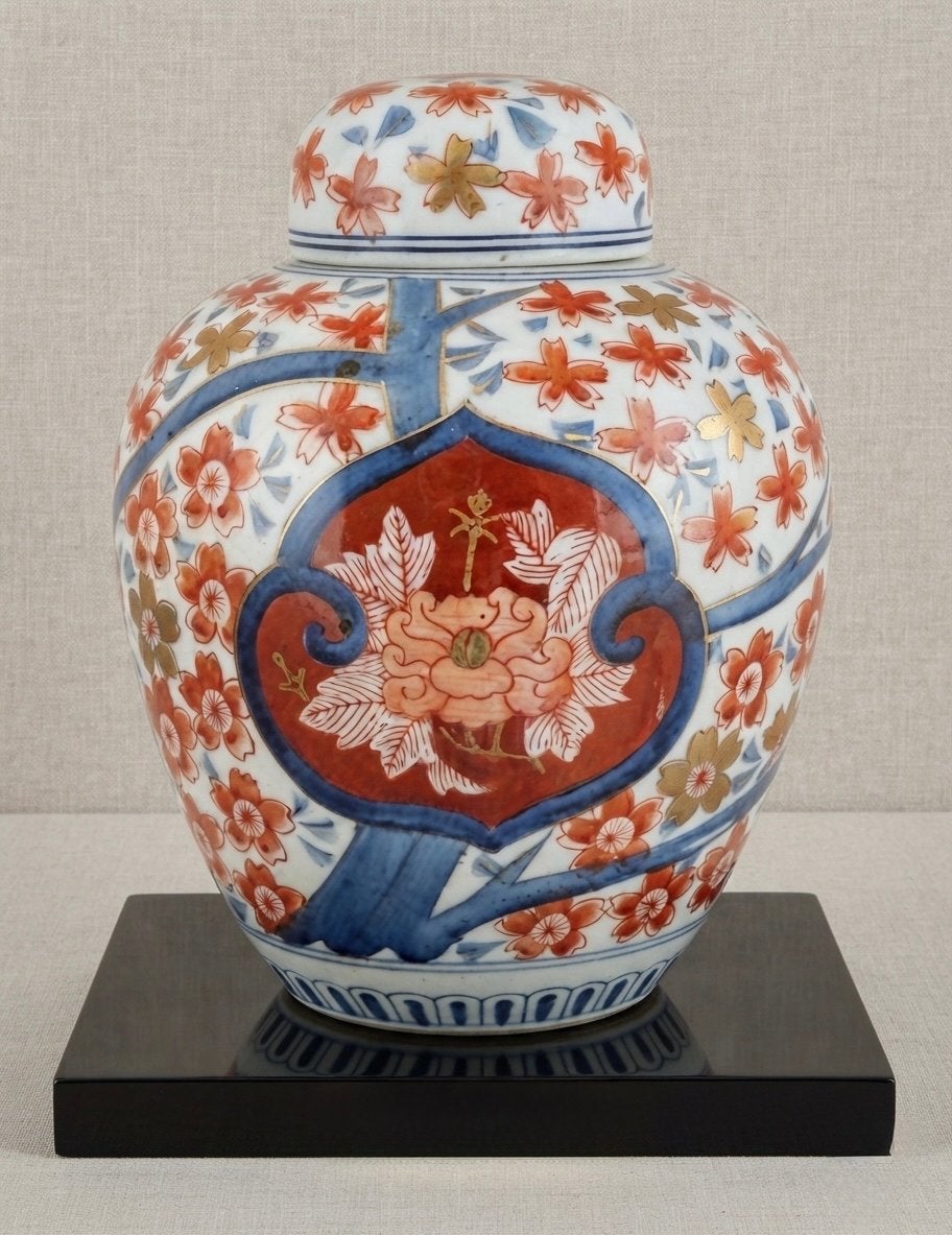 Prachtige Japanse Imari Gemberpot met Bloesemdecor, Ophalen of Verzenden
