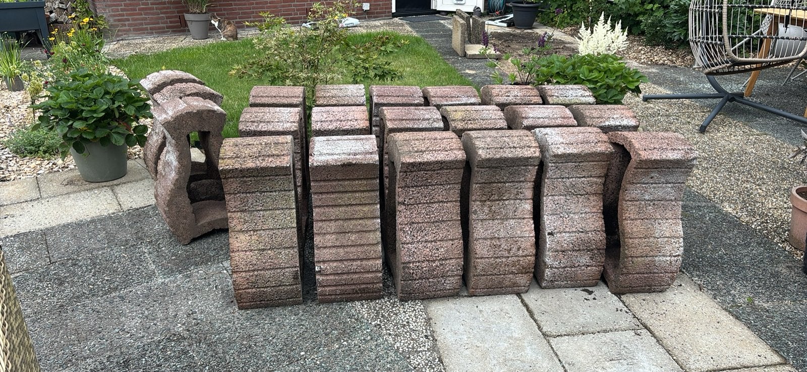 17 st. stapelbare bloembakken, Tuin en Terras, Ophalen, Gebruikt, Minder dan 30 cm, Beton