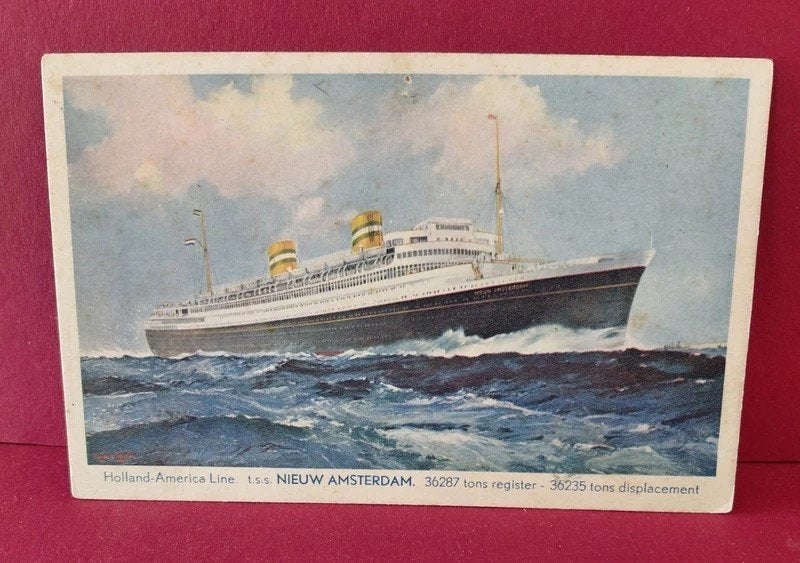 NIEUW AMSTERDAM Line Holland America Line Postcard, Verzamelen, Ophalen of Verzenden, Zo goed als nieuw, Motorboot, Overige typen
