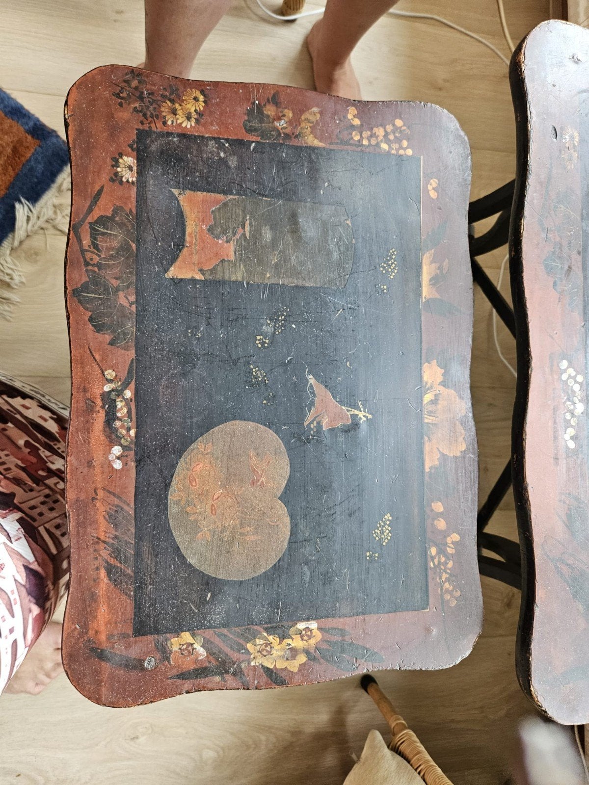 Set van 3 antieke bijzettafeltjes met oosters decor, Ophalen of Verzenden