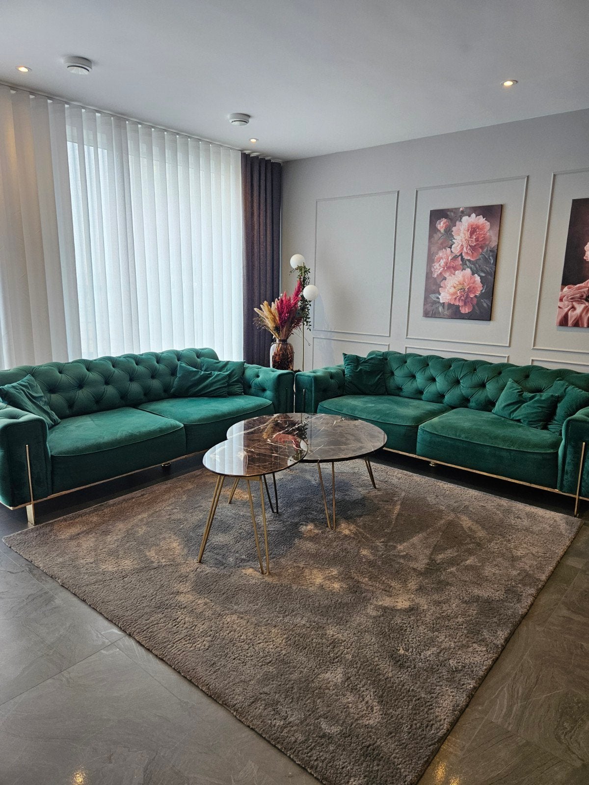 2x Luxe Groene Chesterfield Bankstel - kantelbaar bedfunctie, Huis en Inrichting, Ophalen, Chesterfield, Klassiek, Modern, Gebruikt