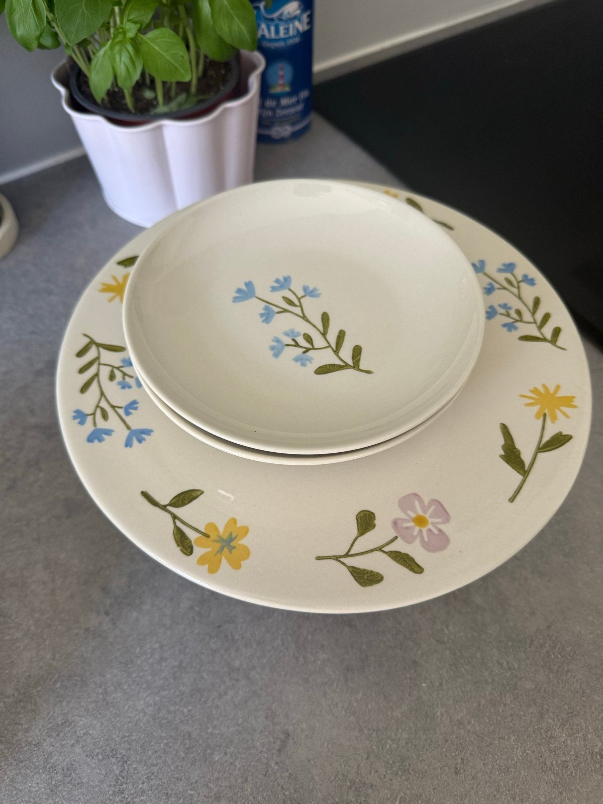 Dille & Kamille taartplateau + 2 dessertbordjes nieuw, Ophalen, Keramiek, Nieuw, Bord(en)