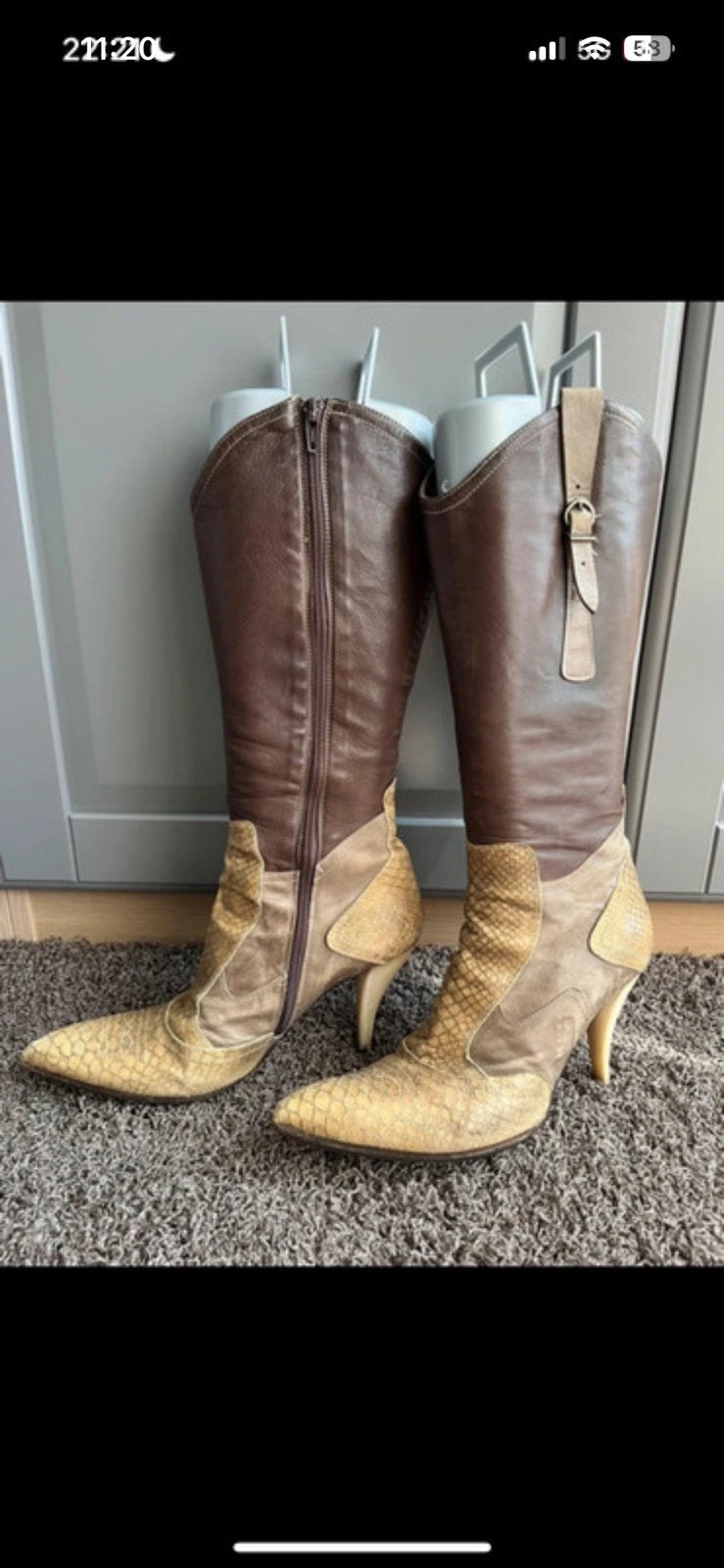 Leren Cowboy laarzen maat 38,5 (39) uniek!, Ophalen of Verzenden, Gedragen, Zwart, Hoge laarzen