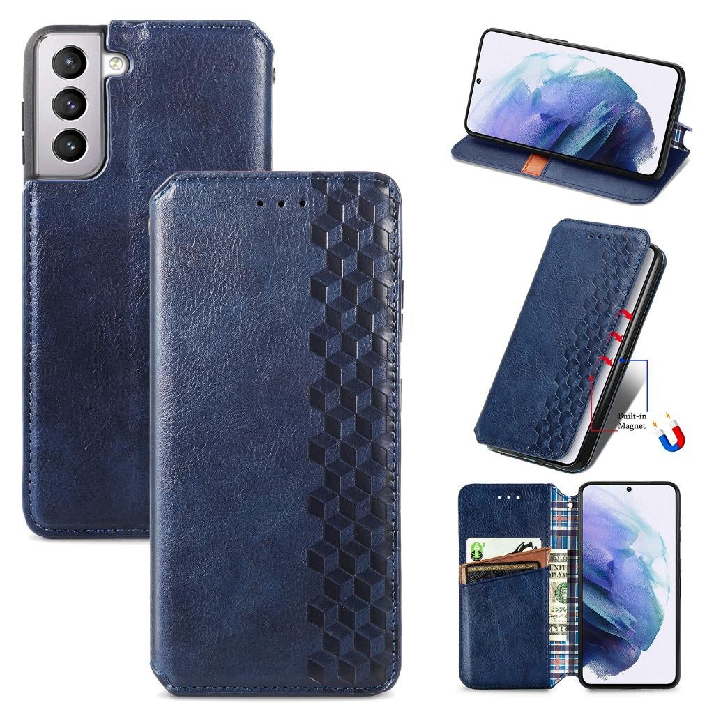 Luxe PU Lederen Wallet Case Set voor Galaxy S21 5G _ Blauw, Verzenden, Nieuw, Hoesje of Tasje