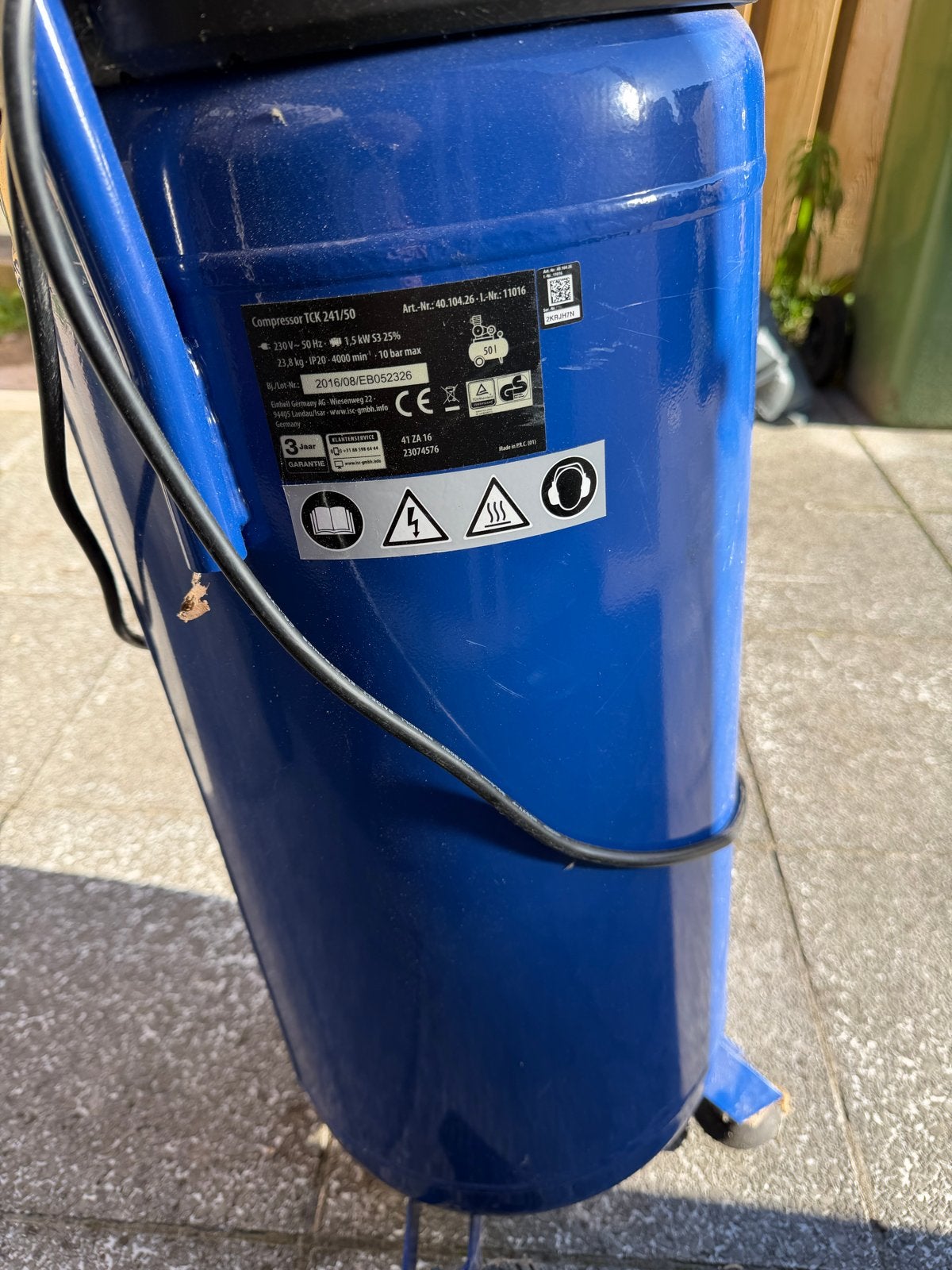 Topcraft TCK 241/50 Compressor - 50L, 10 bar, Doe-het-zelf en Verbouw, Ophalen, Gebruikt, 10 bar of meer, 25 tot 100 liter