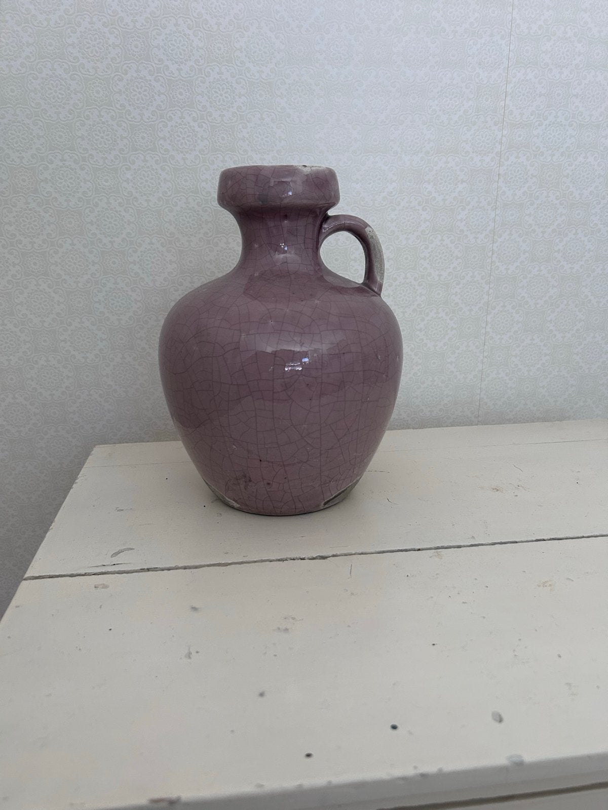 Vintage paarse vaas met craquelé glazuur - BRYNXZ, Ophalen